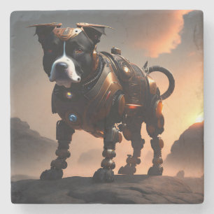 Robot Staffordshire Bull Terrier, Stone Untersetze Steinuntersetzer