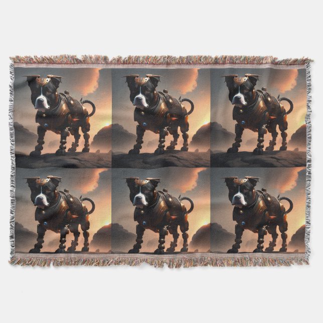 Robot Staffordshire Bull Terrier, Throw Blanket Decke (Vorderseite)
