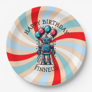 Robot Themed Boy's Happy Birthday Pappteller