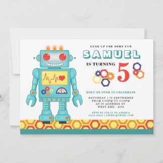 Robot Themed Party Einladung