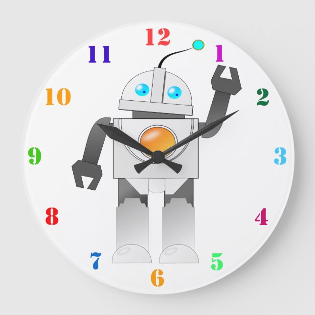 ROBOT-TOY MIT FARBEN ZAHLEN GROßE WANDUHR (Vorderseite)