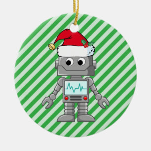 Robot Wear-Weihnachtsmannmütze Keramik Ornament