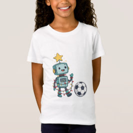 Robot with Christmas lights playing soccer T-Shirt
