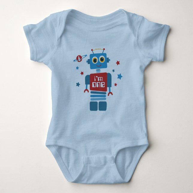 Roboter-1. Geburtstag Baby Strampler (Vorderseite)