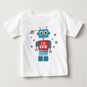 Roboter-1. Geburtstag Baby T-shirt