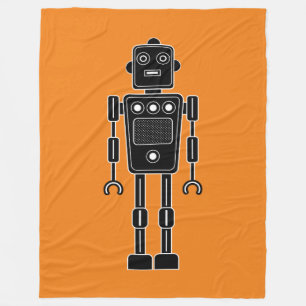 Roboter 270620/011 - Schwarz und Weiß auf Orange Fleecedecke