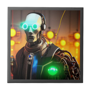 Roboter 2 kleine Keramik Fliese