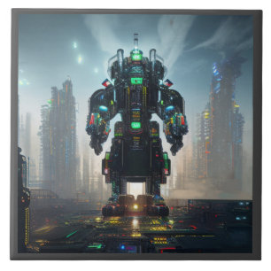 Roboter 4 große Keramik Fliese