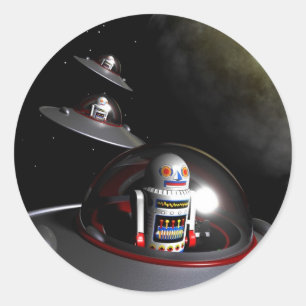 ROBOTER - 7 Saucers-Aufkleber Runder Aufkleber
