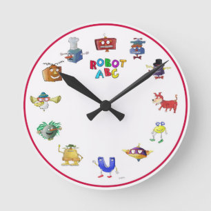 Roboter ABC stoppen durch Jerry-Jagd ab Runde Wanduhr