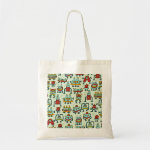Roboter Aliens Vintage-Muster-Illustration Tragetasche
