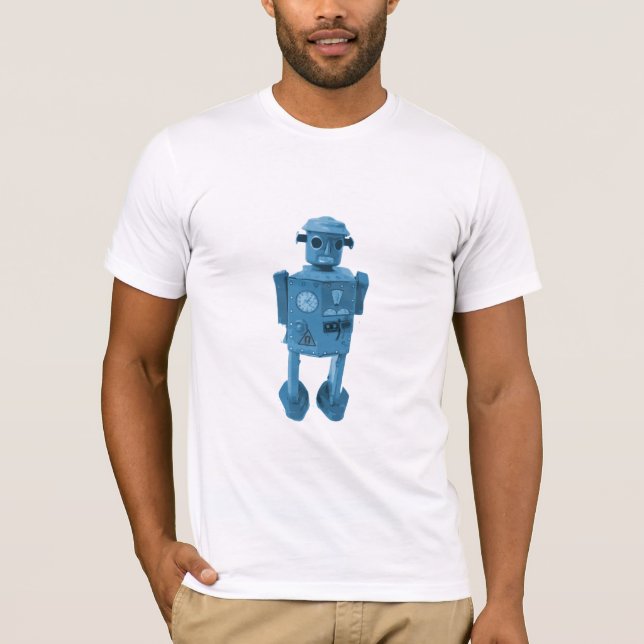Roboter-Angriff! Blauer T-Shirt (Vorderseite)