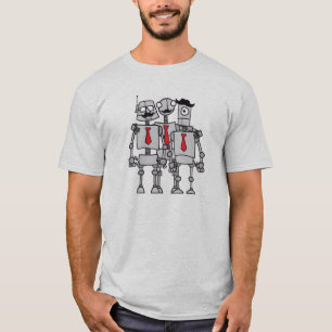 Roboter-Arbeitskräfte in einem Gruppen-Foto T-Shirt