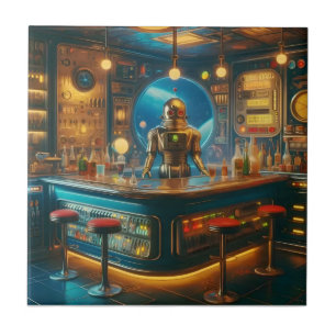 Roboter Barkeeper in der interstellaren Space Age Fliese