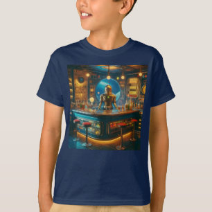 Roboter Barkeeper in der interstellaren Space Age- T-Shirt