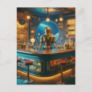 Roboter Barkeeper in intergalaktischer Spelunke de Postkarte