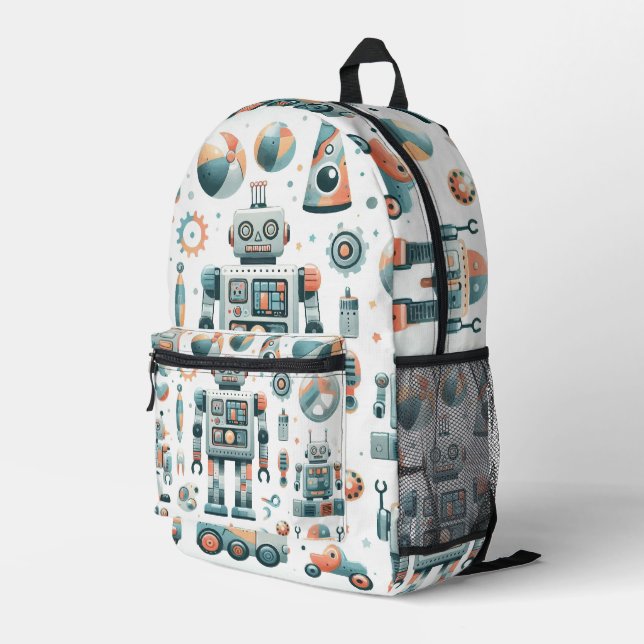 Roboter Bedruckter Rucksack (Rückseitige Ecke Rechts)