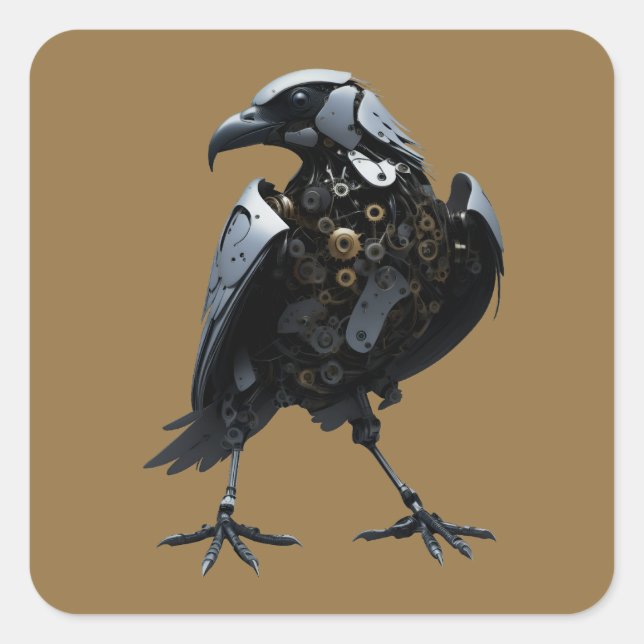 Roboter Bird Quadratischer Aufkleber (Vorderseite)