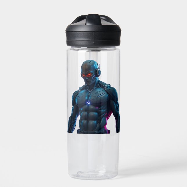 Roboter Bodybuilder Trinkflasche (Vorderseite)