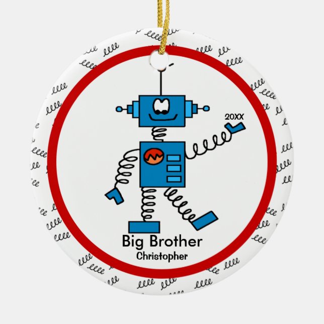 Roboter-Bruder-Weihnachtsverzierung Keramik Ornament (Vorne)