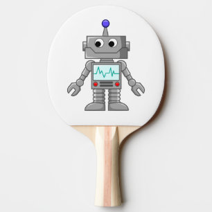 Roboter-Cartoon Tischtennis Schläger