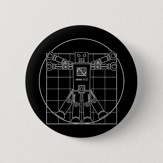 Roboter Da Vincis Vitruvian Button (Vorderseite)