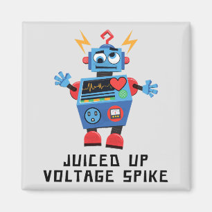 Roboter, der unter einem "Juiced Up Voltage Spike" Magnet