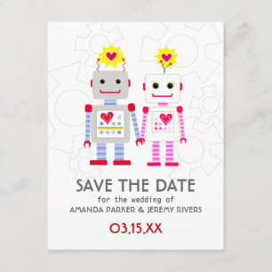 Roboter, die die Datumskarte sichern Save The Date