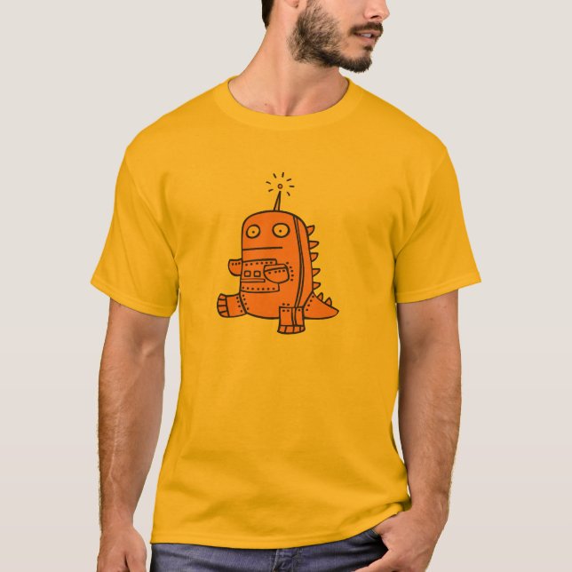 Roboter Dino - Orange T-Shirt (Vorderseite)