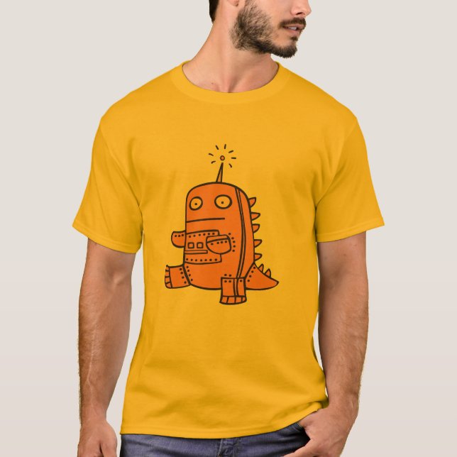 Roboter Dino - Orange T-Shirt (Vorderseite)
