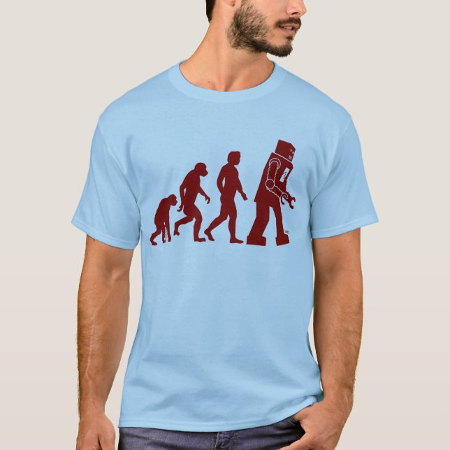 Roboter-Evolution des Mannes in Roboter T-Shirt (Vorderseite)