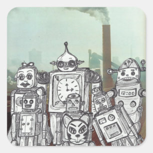 Roboter-Feiertag 6 Quadratischer Aufkleber