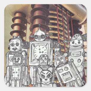 Roboter-Feiertag 8 Quadratischer Aufkleber