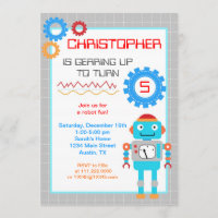 Roboter-Geburtstags-Party Einladungen