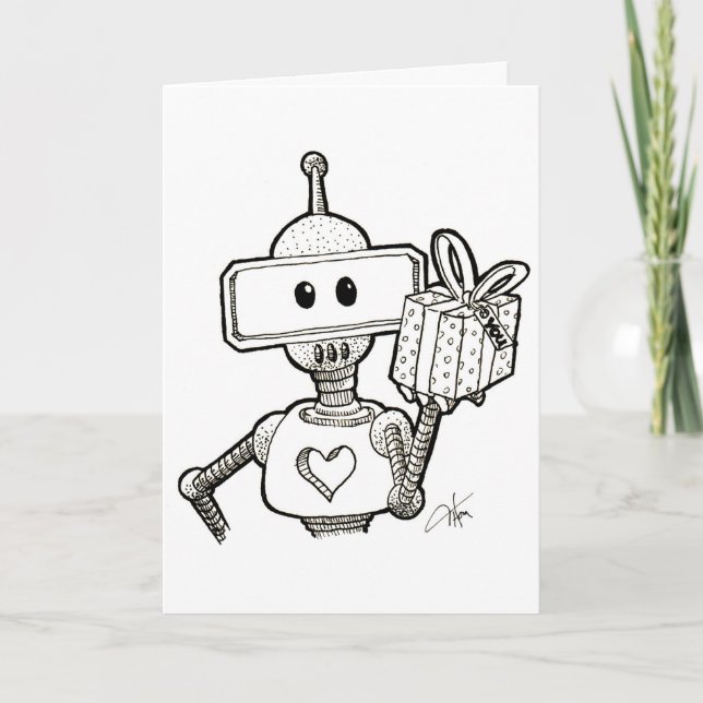 Roboter Greeting Card Karte (Vorderseite)