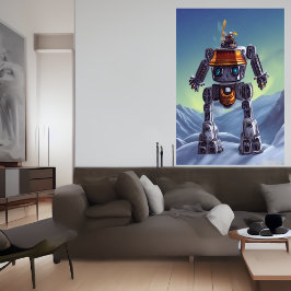 Roboter im schneebedeckten Berg | AI Art Poster