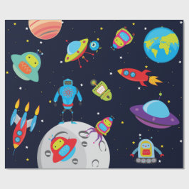 Roboter im Weltraum (Großbild) Schleifpapier Geschenkpapier