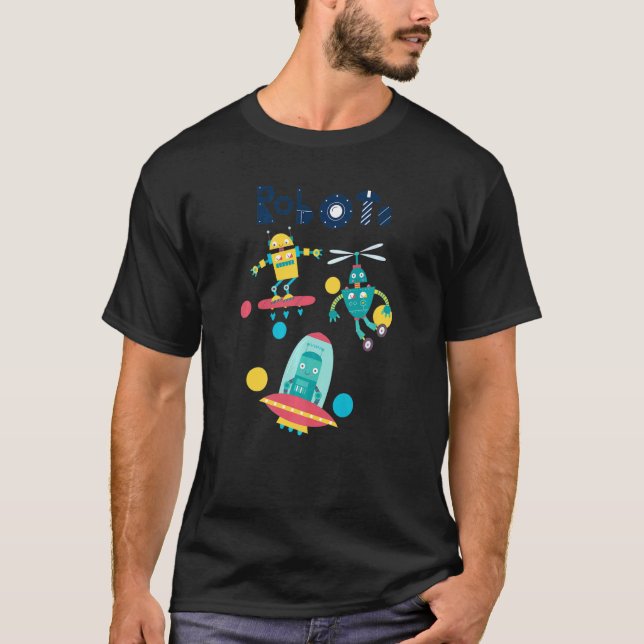 Roboter im Weltraum T-Shirt (Vorderseite)