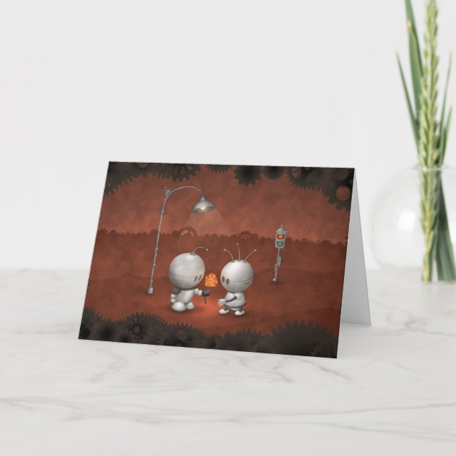 Roboter in der Liebe Feiertagskarte (Vorderseite)