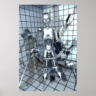 Roboter in einem Grillsaal Poster