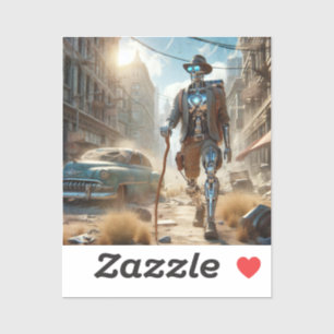 Roboter in Ghost Town Aufkleber