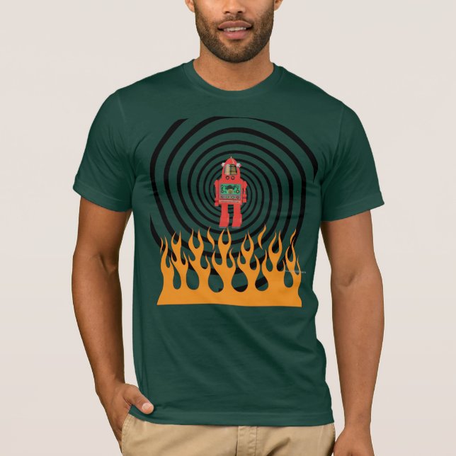 Roboter in lodernder Spirale, das Shirt der Männer (Vorderseite)