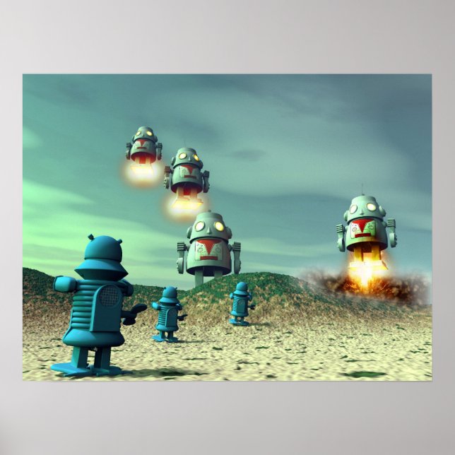 Roboter-Invasion von über V2 Poster (Vorne)