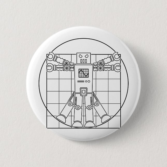 Roboter-Knopf Da Vincis Vitruvian Button (Vorderseite)