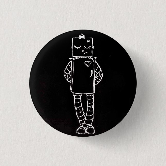 Roboter-Mädchen-Knopf Button (Vorderseite)