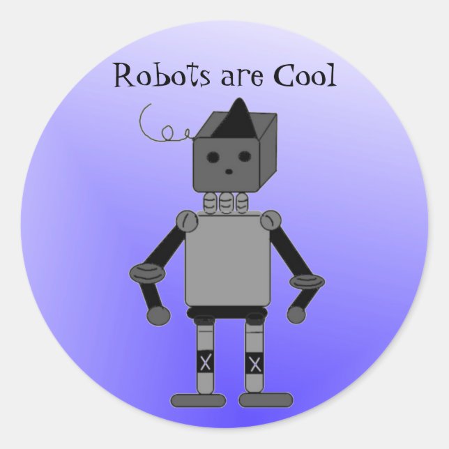 Roboter mit Ausspruch Runder Aufkleber (Vorderseite)