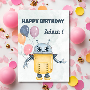 Roboter mit Ballons Grußkarte zum Geburtstag Karte