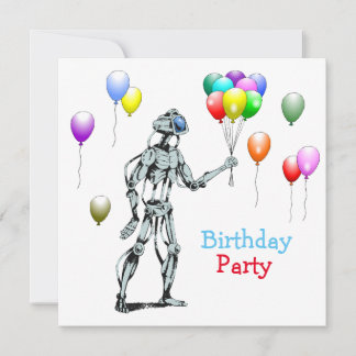 Roboter mit Balloons Einladung zum Geburtstag