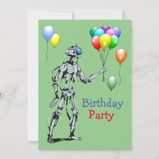 Roboter mit Balloons Einladung zum Geburtstag