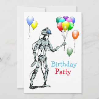 Roboter mit Balloons Einladung zum Geburtstag